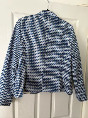 NWT The Limited Blue White Woven Blazer Jacket XL thumbnail 6