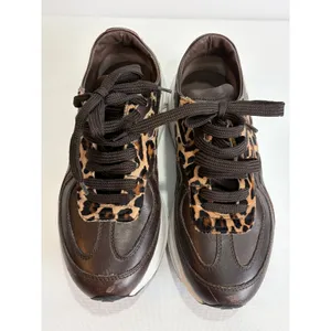 BOEMOS Leather Leopard Sneakers Vibram Sole‎ Made in Italy Womens 37 Pony Hair thumbnail 2