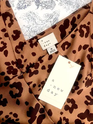 NWT Target A New Day Brown Satin Leopard Animal Print Midi Slip Dress Size M thumbnail 2