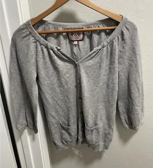 Juicy Couture Sweater Women S Gray Cardigan 3/4 Sleeve thumbnail 1