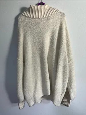 Free People Milo Cowl Cozy Cream Turtleneck Women's Sweater Size Large thumbnail 5