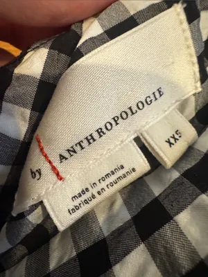 By Anthropologie One-Shoulder Black White Gingham Midi Dress XXS thumbnail 6