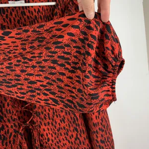 Topshop Size 12 Top Red Leopard Print Ruched Prairie Corset Long‎ Sleeve Women’s thumbnail 6