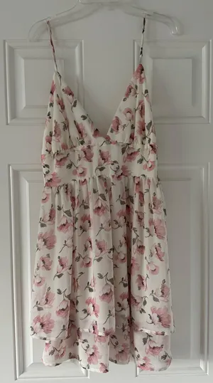 Tiered Floral Mini Dress White thumbnail 4