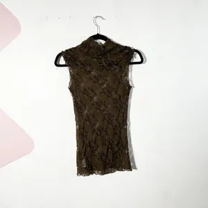 Vtg y2k 2000s Lace Top Small Green Mesh Cowl Neck Fairy Grunge Boho thumbnail 2