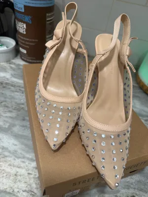 Streetwear Society New Beige Slingback Heels thumbnail 2