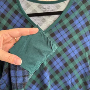 Little Sleepies Bamboo‎ Women’s Navy Green Tartan Plaid Pajama Top Size Small thumbnail 3