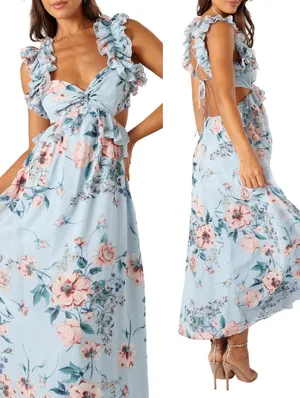 Petal & Pup Lucah Floral Print Ruffle Dress thumbnail 3