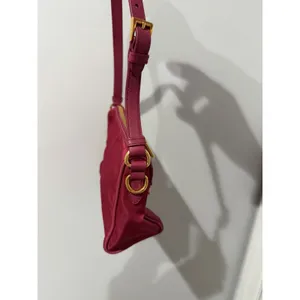PRADA Shoulder Bag Nylon Pink Gold Hardware Authentic 9.5x5" 9" Handle‎ Drop L thumbnail 6