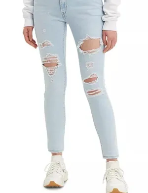 Levi's 711 Skinny Distressed Ankle Jeans Size 28 Light Blue Holes Frayed thumbnail 7