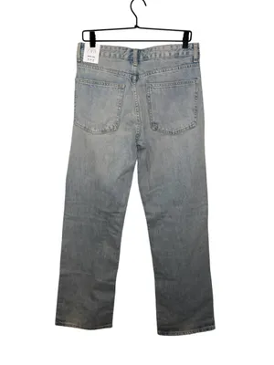 NWT Zara Wide Leg Jeans Mid Rise 100% Cotton Light Blue & Brown Wash Size 8 thumbnail 5