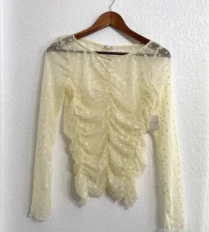 NWOT Free People Womens Top Cream Most Likely Layering Long Sleeve Size Medium thumbnail 2