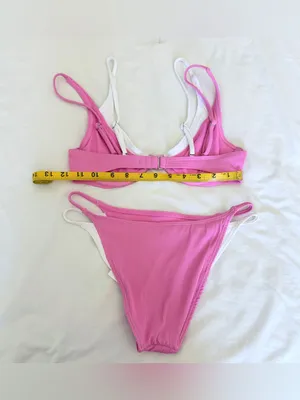 NWT Hollister Strappy Layered Bikini Set - Pink/White - XS thumbnail 5