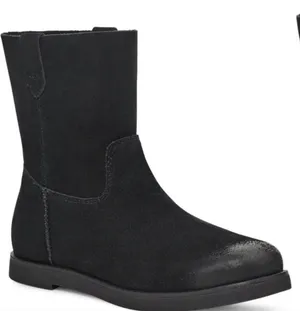 Ugg Josefene black oiled suede flat ankle combat Moto boots 8 thumbnail 1
