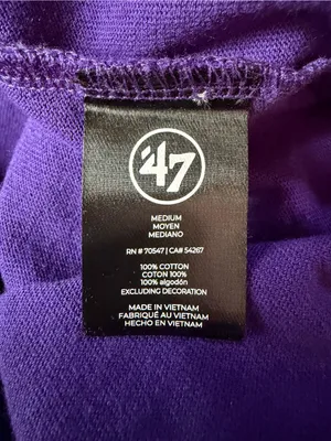 Minnesota Vikings ’47 Brand Purple Embroidered Logo 3/4 Sleeve Top Size M thumbnail 5