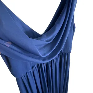 David's Bridal Navy Blue Sleeveless Chiffon Draped Pleated Bride's Maid‎ Dress 8 thumbnail 4