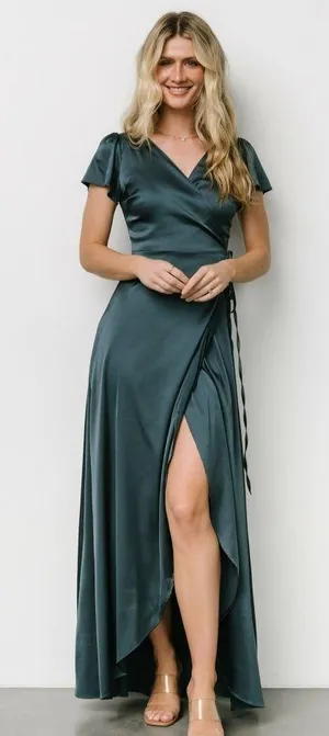 Baltic Born Krystal Satin Wrap Gown Short Sleeve New Without Tags thumbnail 1