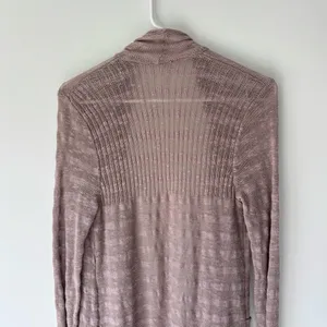 Free People Longline Duster Cardigan Brown Shear Knit Cotton Boho Hippie Flowy thumbnail 7