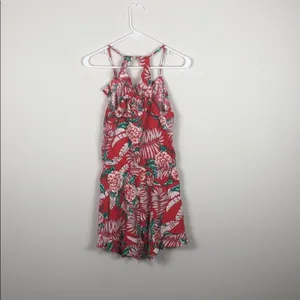 Red Ruffle Romper Tropical Floral thumbnail 5