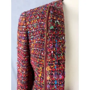 Rena‎ Rowan Textured Multicolor Tweed Zip Front Collarless Jacket Women 10 thumbnail 6