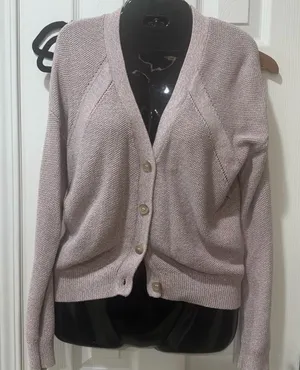 LOFT Light Pink Knit Cardigan thumbnail 1