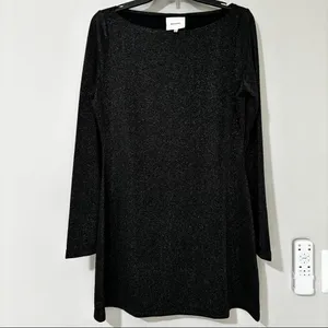 Reformation Jaelynn Knit Dress in black silver sparkle size L thumbnail 2