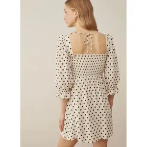 REFORMATION Zaria Dress Portofino Polka Dot Black White Smocked Mini Dress XS thumbnail 8