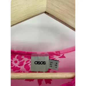 ASOS Pink Sheer Floral Short Sleeve Crew Neck Babydoll Top‎ Women's Size 2 thumbnail 5