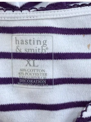 Hasting & Smith NWT Dark Purple Striped Floral 3/4 Sleeve Cotton Blend Top XL thumbnail 7