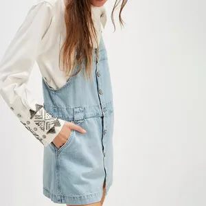 We The Free People‎ Edie Denim Skirtall Sz Large Skirt Overalls Boho Western thumbnail 9