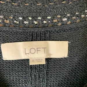 Ann Taylor Loft Womens Black Ramie‎ Cotton Crochet Neck Knit Sweater Medium thumbnail 2