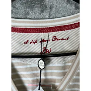 Blue Willi's Striped Cardigan Sweater Beige White Button Front Women's Large New thumbnail 9