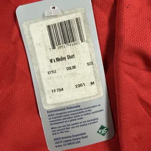 Asics Medley Running Shorts Womens Medium Red Drawstring Liner TF754-2301 NWT thumbnail 4