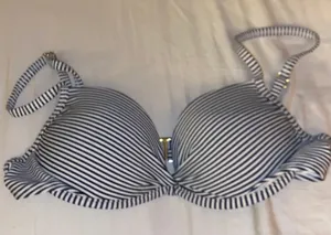 Women’s stripped Bikini top Black thumbnail 1