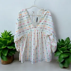Zara NWT Multi Color Dotted Mesh Boho Mini Dress Romper Oversized XS thumbnail 3