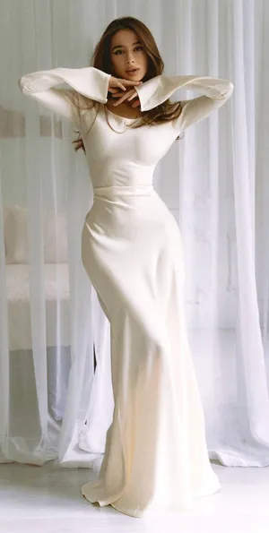 Marbl (Dubai Brand) Gamine Long Sleeve Ivory Dress thumbnail 3