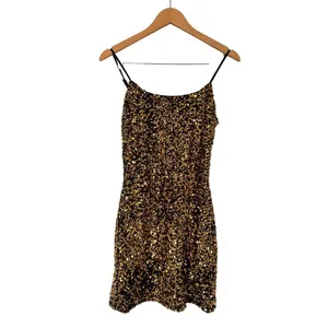 BP Mini Sequined Dress in Gold Scoop Neck Night Out Size Extra Small NEW thumbnail 2