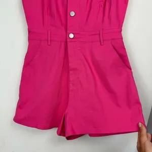 NWT Day + Moon Pink Denim Romper Button Front One Piece Size M thumbnail 10