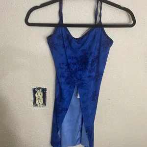 Dansco Blue Tie-Dye Dance Costume Leotard Tank Top Made In USA Adult MA thumbnail 7