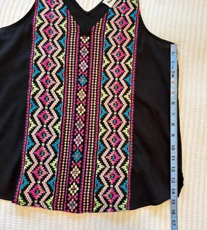Savanna Jane the Bella Horatio Ribbon Tie Linen Blend Embroidered Tank Women's S thumbnail 10