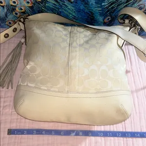 Coach Cream Signature Monogram Crossbody/ Shoulder Bag thumbnail 11