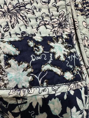 Anthropologie Leifsdottir Blue Floral Quilted Boho Jacket – Size 8 thumbnail 12