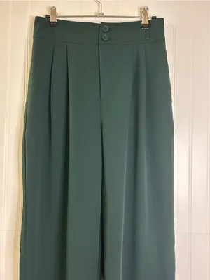 Halara High-Waist Wide Leg Trousers in Dark Green Size Small thumbnail 3