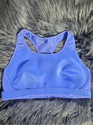 Nike Dri-Fit Swoosh Violet Racerback Black Swoosh Sports Bra Size Medium thumbnail 3