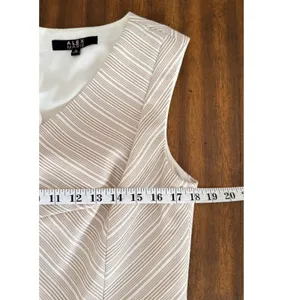 Alex‎ Marie Beige White Striped V-Neck Pleated Sheath Dress Womens Size 12 thumbnail 9