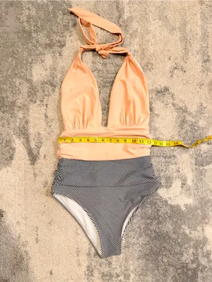 Cupshe black Striped and Peach Swimsuit thumbnail 2