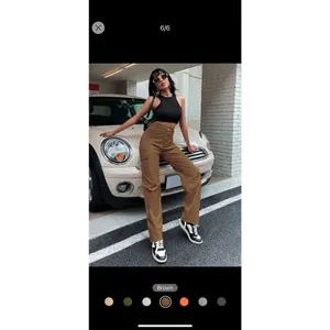 SheIn High-Waisted Brown Cargo Pants – Straight Leg (Size XS) thumbnail 3