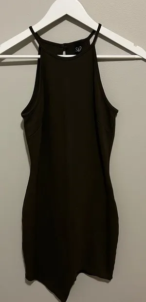 Windsor Olive Green Halter Bodycon Dress - Women thumbnail 1