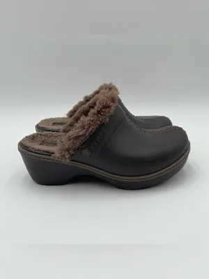 CROCS Cobbler Eva Clogs Heeled Mules Faux Fur Women’s Sz 7 Slip On Casual thumbnail 4