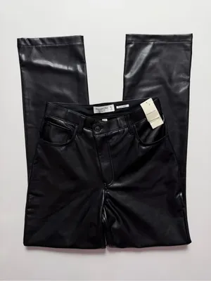 NWT Abercrombie & Fitch 90s Straight Vegan Leather Pants, Black, Size 27/4L thumbnail 1
